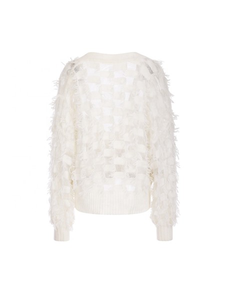 Knitwear manufacturer custom fashion tassels v neck mohair long sleeved women's knitted cardigan sweater