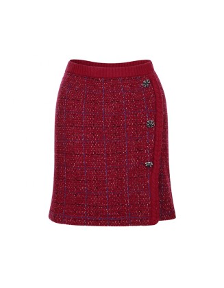 Knitwear manufacturers custom spring 2023 red sexy fashion casual mini wool blend skirts for women vintage knitted womens skirts