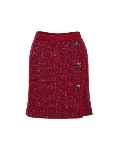 Knitwear manufacturers custom spring 2023 red sexy fashion casual mini wool blend skirts for women vintage knitted womens skirts
