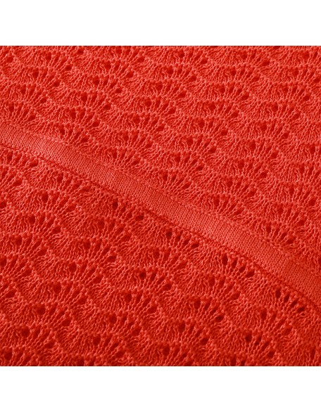 Knitwear manufacturers custom summer red halter backless hollow out elegant casual korean long dress women sweater knit dresses