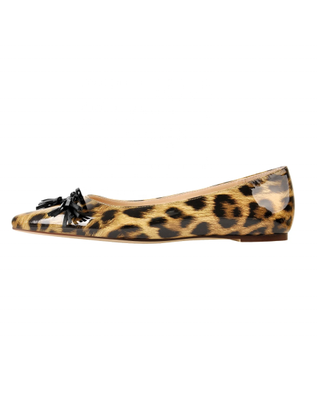 Leopard Pointed toe patent color china Bling mules flat shoes for women and ladies