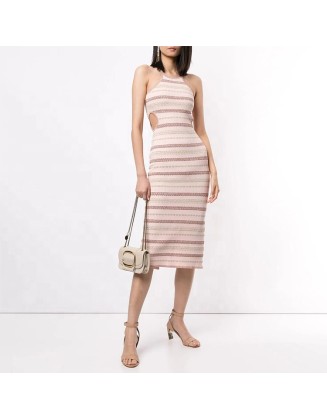 Knitwear manufacturers custom halter backless elegant dresses summer casual bodycon dress for woman sweater knit women's dresses