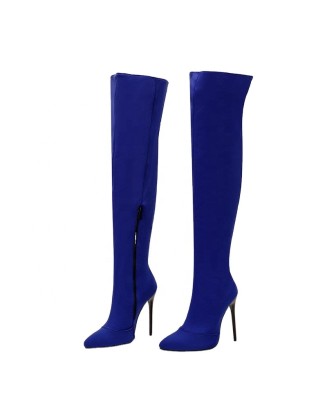 Soft elastic upper thigh high boots women's stiletto heels lady boots with large size new fashion footwear