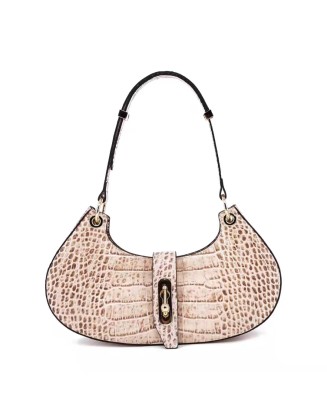 Factory Direct Sale Better Price Cowhide leather Crocodile Pattern Bag Half Moon Handbag