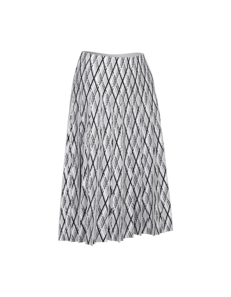 Knitwear manufacturers custom contrast color plaid jacquard pleated elegant casual women's skirts modest knitted women's skirts