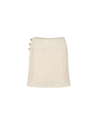 Knitwear manufacturers custom beige hollow out cotton mini sexy elegant casual women's clothing skirt knitted women's skirts