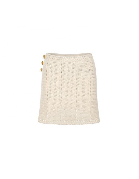 Knitwear manufacturers custom beige hollow out cotton mini sexy elegant casual women's clothing skirt knitted women's skirts