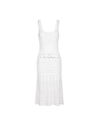 Knitwear manufacturers custom summer sleeveless hollow out lady elegant casual long sweater bodycon dresses knit dresses women