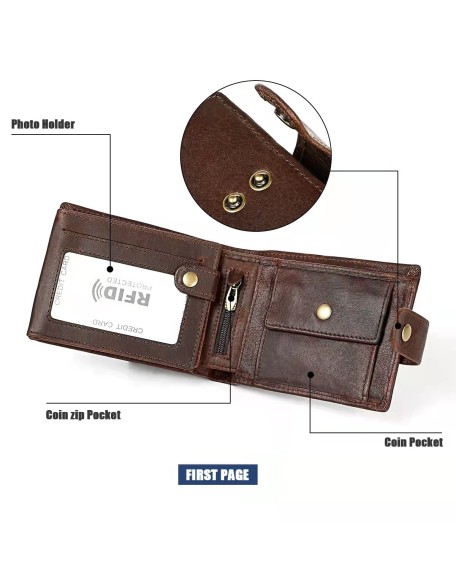 New fashion Anti deform luxury wallets RFID cowhide genuine leather wallet for men