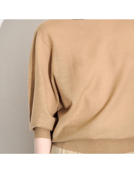 Knitwear manufacturers custom autumn winter loose elegant casual 100% wool turtleneck long sleeve pullover knit sweater women