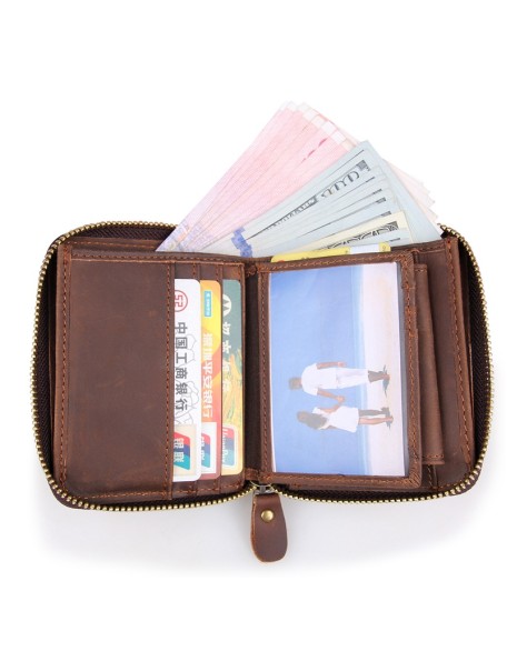 Hot Selling New Style Brand Retro Leather Man's Wallet Crazy Horse Leather Wallet Holder Coin Wallets For Men