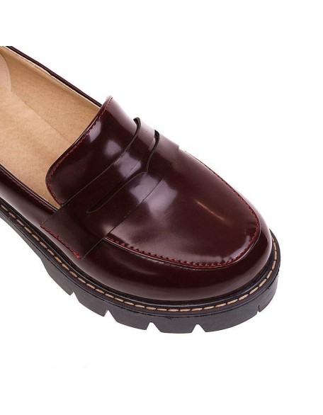 Loafer style PU material women flat creepers shoes hot selling boat shoes in stock factory price