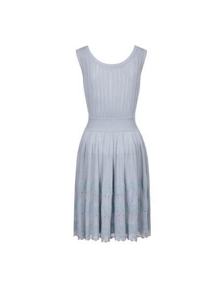 Knitwear manufacturers custom summer 2023 sleeveless casual women dress striped crew neck longer knit sweater dresses women
