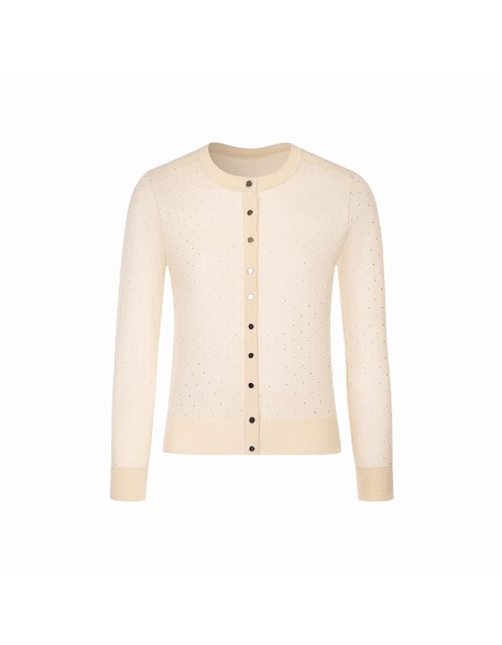 Knitwear manufacturer custom fall round neck long sleeve sequins casual plus size cardigan for women knit sweater cardigan