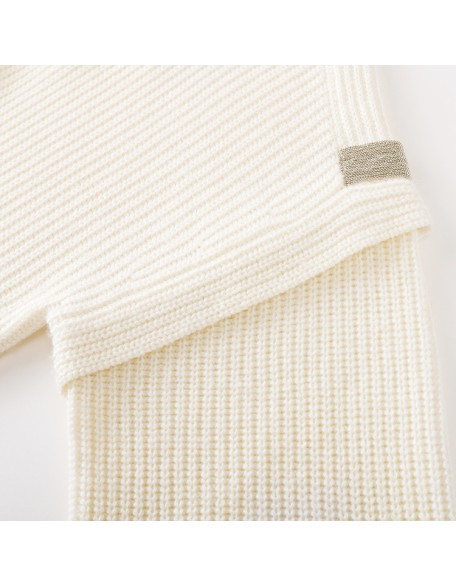 Knitwear manufacturers custom fall winter beige round neck long sleeve casual wool cashmere pull over sweater women knit sweater