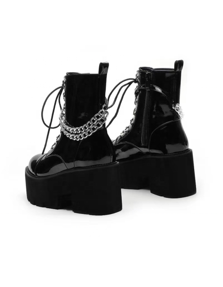 Black Patent PU vampire boots women shoes safety walking style shoes wholesaler price