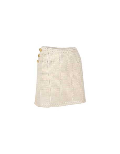 Knitwear manufacturers custom beige hollow out cotton mini sexy elegant casual women's clothing skirt knitted women's skirts