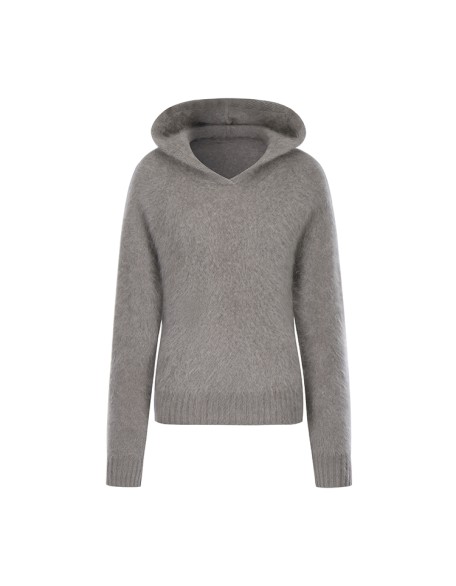Knitwear manufacturers custom hooded fluffy cashmere fashion loose casual pullovers women sweater knit sweater women