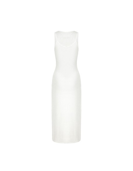 Knitwear manufacturers custom summer white sleeveless elegant casual korean dress women vintage sweater knit women's dresses