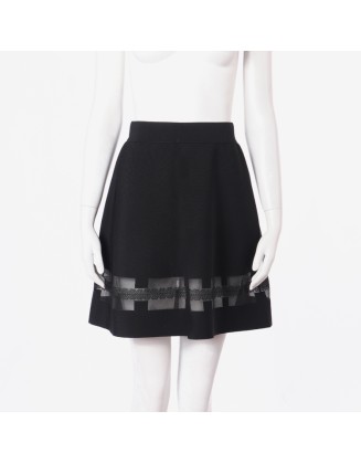Knitwear manufacturer custom summer black cutout knit mini women's skirt