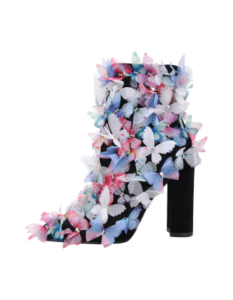 Suede PU Butterfly women's boots shoes block heels martin footwear other boots for ladies