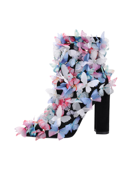 Suede PU Butterfly women's boots shoes block heels martin footwear other boots for ladies