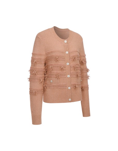 Knitwear manufacturers custom round neck long sleeve wool casual winter knit top cardigan women knitted sweater cardigan