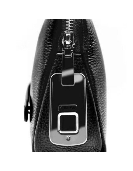2022 Father's Day Best Gift Fashion Business Men Fingerprint Lock Handbag Genuine Leather Wallet YKK Zipper Wallet with Gift Box