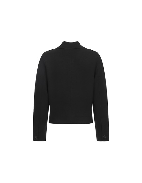 Knitwear manufacturers custom autumn black lapel long sleeve korean fashion high end simple elegant soft knitted fleece cardigan