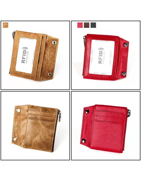 Cappuccino 100% Genuine Leather Male Purses With Zip Coin Pocket customize logo Men Wallet And Card Holder Wallets Leather Men