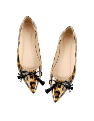 Leopard Pointed toe patent color china Bling mules flat shoes for women and ladies