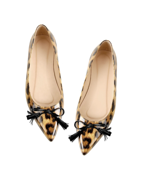 Leopard Pointed toe patent color china Bling mules flat shoes for women and ladies