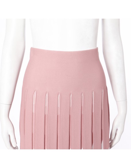 Knitwear manufacturers custom summer high waist stretch knit pleated women's long skirt
