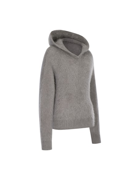 Knitwear manufacturers custom hooded fluffy cashmere fashion loose casual pullovers women sweater knit sweater women