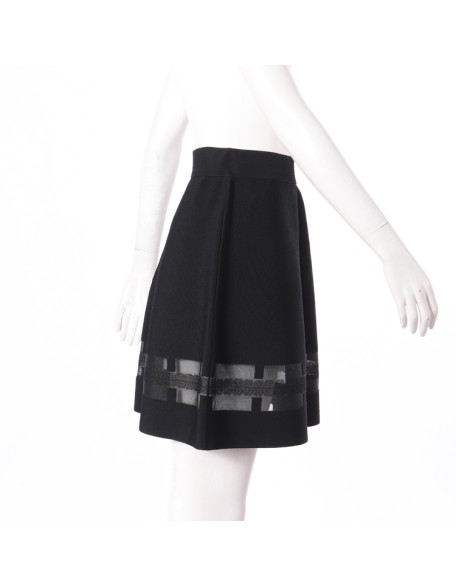 Knitwear manufacturer custom summer black cutout knit mini women's skirt