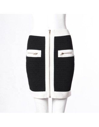 Knitwear Mini Skirt Hot Girls Short Sexy Manufacturer Summer Custom Zip Knit Computer Knit Rib Pattern Adults Casual Breathable