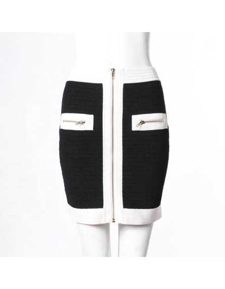 Knitwear Mini Skirt Hot Girls Short Sexy Manufacturer Summer Custom Zip Knit Computer Knit Rib Pattern Adults Casual Breathable