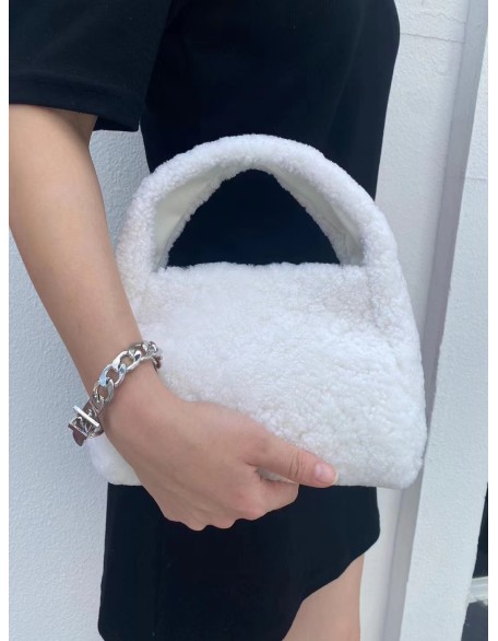 New  arrival classical style sheep fur mini autumn winter handbag for women woollen soft material shoulder bag for ladies