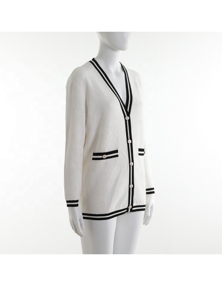 2021 new white v neck cardigan Knit long Sweaters Ladies Coat Plus Size Sweaters