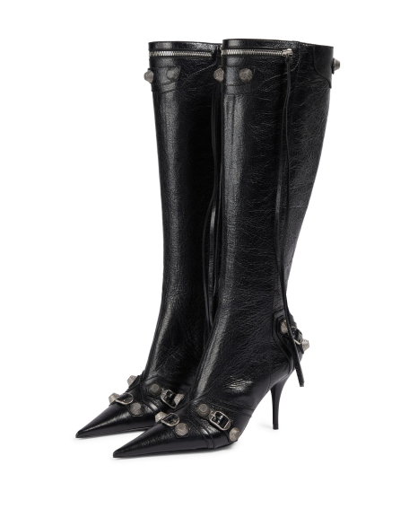 Genuine leather soft upper knee high boots women shoes custom high heels with 4 inch stiletto pointy toe heels