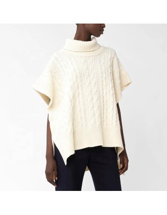 Knitwear manufacturers custom autumn winter wool cloak elegant casual women sweater turtleneck sweater for women knit sweater