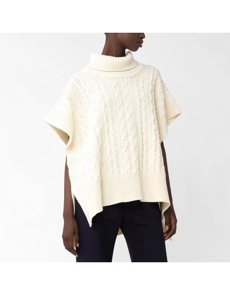 Knitwear manufacturers custom autumn winter wool cloak elegant casual women sweater turtleneck sweater for women knit sweater