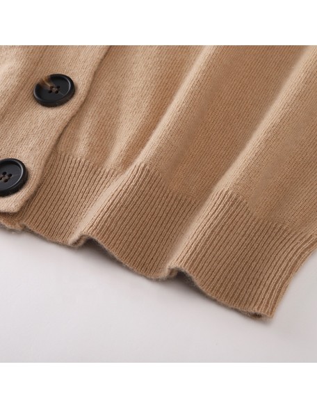 Knitwear manufacturer custom new design single breasted pocket v neck 100% cashmere women sweater cardigans