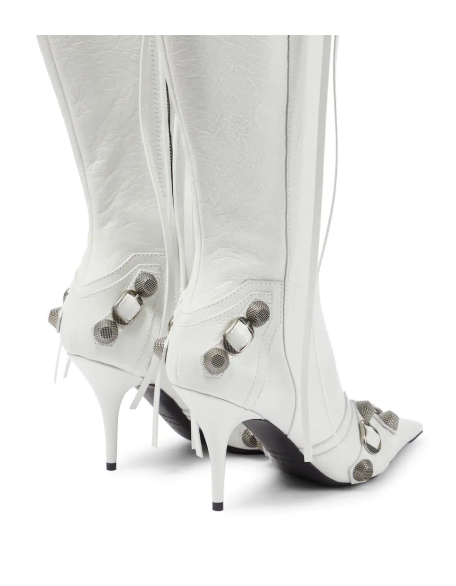 Genuine leather soft upper knee high boots women shoes custom high heels with 4 inch stiletto pointy toe heels