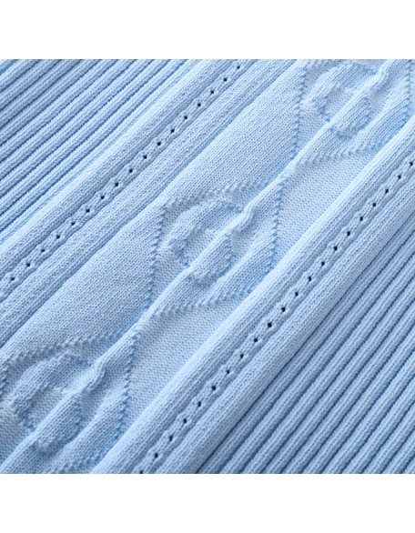 Knitwear manufacturers custom summer sky blue rib bodycon elegant casual beautiful dress for women sweater knit women's dresses