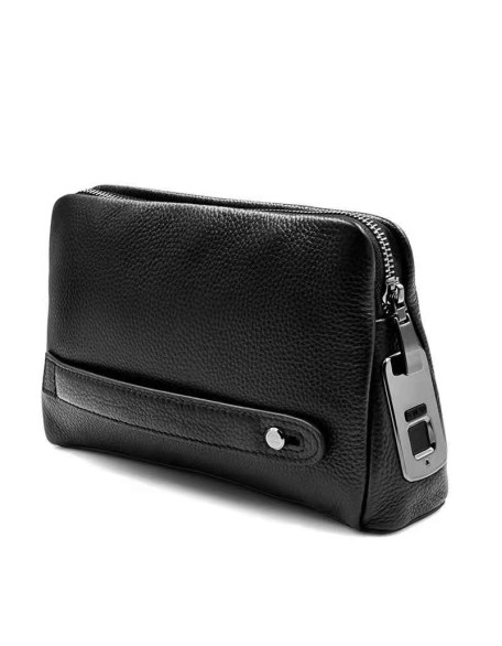 2022 Father's Day Best Gift Fashion Business Men Fingerprint Lock Handbag Genuine Leather Wallet YKK Zipper Wallet with Gift Box