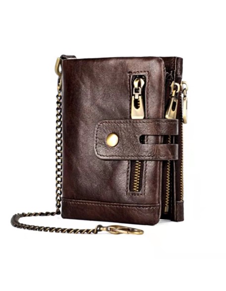 cappuccino RFID Genuine Cowhide Leather luxury Purse Casual Small Mini Leather Wallets Vintage Gents Mens Slim Wallet