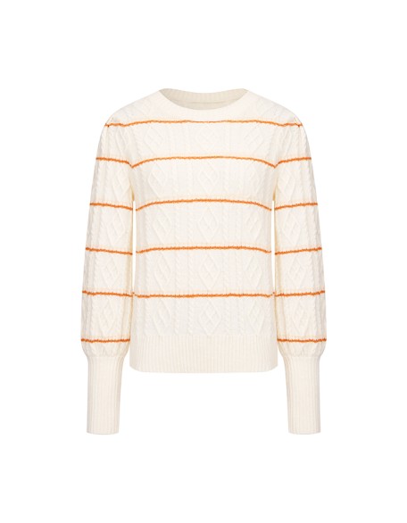 Knitwear manufacturers custom fall winter beige roundneck long sleeve casual woollen sweater for women knit sweater