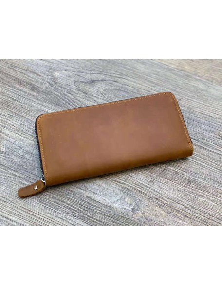 Credit Card Wallet for Men Best Quality Crazy Horse Genuine Leather Coin Purse Zipper Wallets