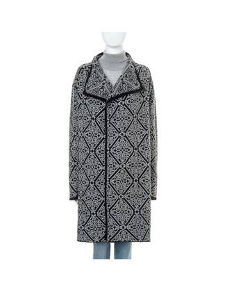 Knitwear manufacturers selling new long sleeved western wind print grey fashion lapel women knitted suit coat
